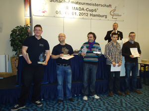 Siegerehrung Gruppe - E: Robert Heine, Christian Koseck, David Otero Dominguez, Mark Gorbach, Daniel Gross