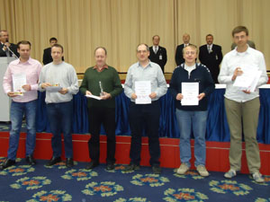 Siegerehrung Gruppe - A: Manuel Dargel, Jan Mantau, Gerald Richter, Albrecht Arnhold, Matthias Niesel, Dmitro Goloborodko