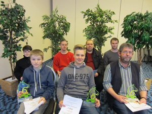 Siegerehrung Gruppe - F: Marcel Ruhl, Jann-Christian Tiarks, Axel Eichstädt, Timo Hiniborch, Jakob Bender, Tobias Ehrt, Rainer Möller