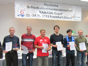 Siegerehrung Gruppe - D: Roland Krafzik, Andreas Thomas, Detlef Krüger, Arno Feiden, Jens-Ole Schmitt, Ralf Döhne