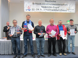 Siegerehrung Gruppe - E: Jürgen Fenzal, Thomas Mothes, Wolfgang Fuhrmann, Gerd Scholz, Peter Linde, Fred Buechel