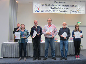 Siegerehrung Gruppe - F: Katharina Schmid, Lothar Bindernagel, Kai Boll, Hans Werbe, Susan Bießlich