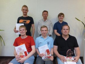 Siegerehrung Gruppe - B: Stefan Schiffer, Marius Gramb, Robert Kreyssig, Wilfried Woll, Sebastian Pallas, Holger Scherer