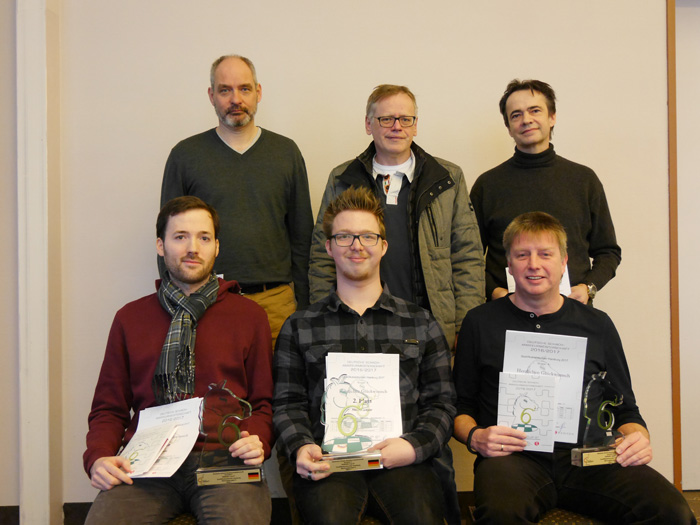 Siegerehrung Gruppe - A: Derek Gaede, Jens Wulf von Moers, Henrik Meyer, Bernd Wronn, Frank Peters, Uwe Rick